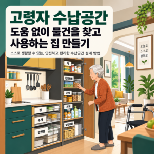 고령자가 도움 없이 물건을 찾고 사용할 수 있도록 정리한 수납공간