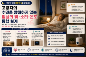 고령자의 수면을 방해하지 않는 침실의 빛·소리·온도 통합 설계 썸네일
